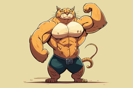 Bodybuilding Cat vector illustrationのイラスト素材