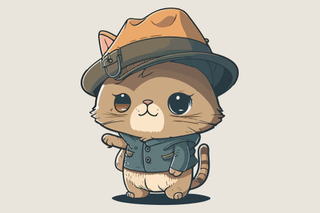 Cat Wearing a hat vector illustrationのイラスト素材