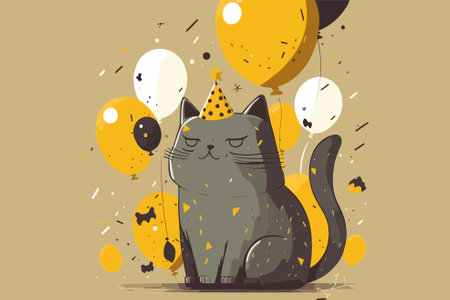Cat Birthday vector illustrationのイラスト素材