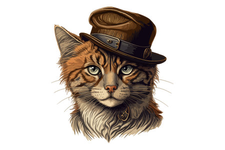 Cat Wearing a hat vector illustrationのイラスト素材