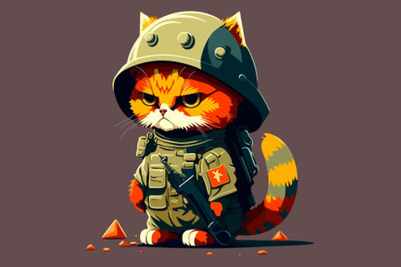 Soldier Cat vector illustrationのイラスト素材