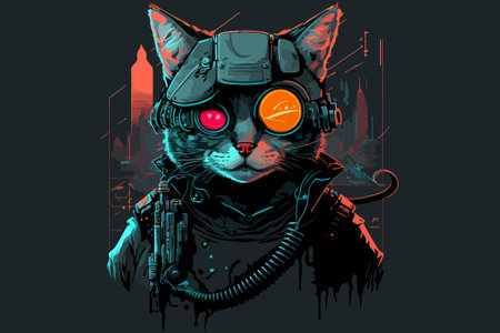Cat cyberpunk vector illustrationのイラスト素材