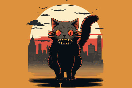 Catzilla vector illustrationのイラスト素材