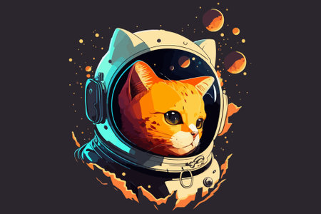 Space cat vector illustrationのイラスト素材