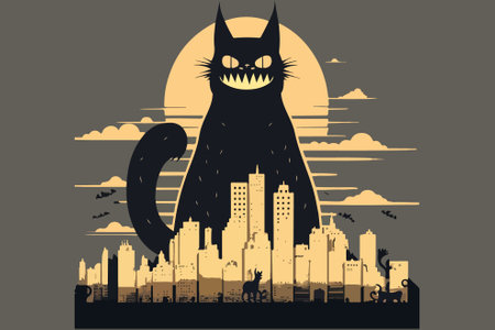 Catzilla vector illustrationのイラスト素材