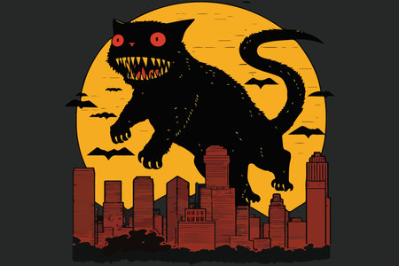 Catzilla vector illustrationのイラスト素材