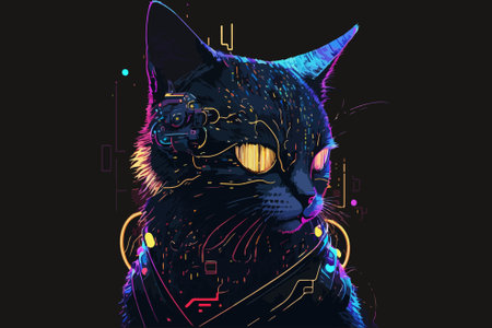 Cat cyberpunk vector illustrationのイラスト素材
