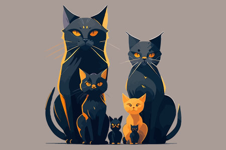 Family Cats vector illustrationのイラスト素材