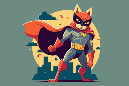 Cat superhero vector illustrationのイラスト素材