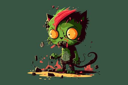 Cat zombie vector illustration