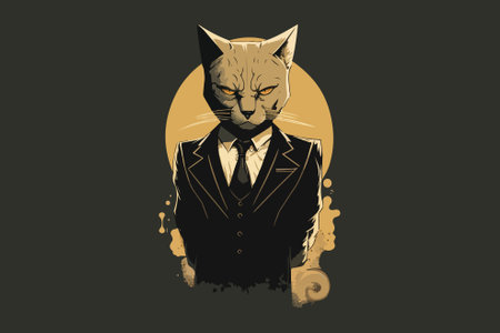 Cat godfather style vector illustrationのイラスト素材