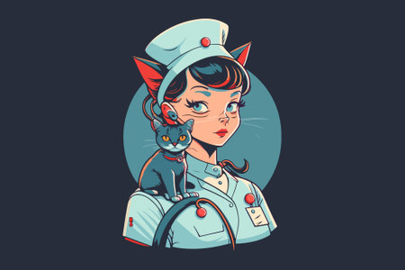 Cat nurse vector illustrationのイラスト素材