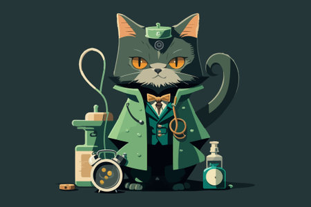 Cat doctor vector illustrationのイラスト素材