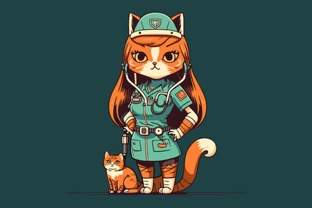 Cat nurse vector illustration