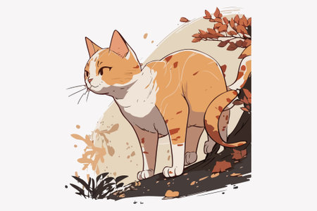 Cat manga style vector illustrationのイラスト素材