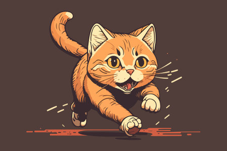 Cat running vector illustrationのイラスト素材