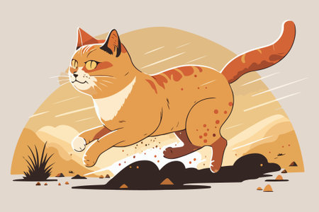 Cat running vector illustrationのイラスト素材
