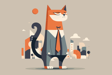 Cat folk art style vector illustrationのイラスト素材