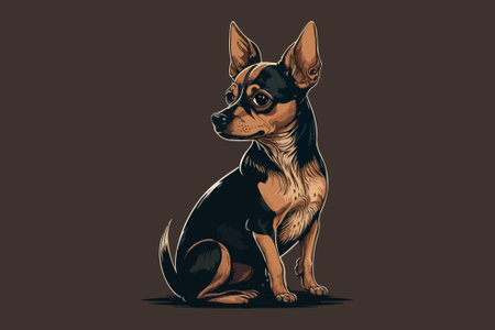 Chihuahua dog vector illustration. Isolated on brown background.のイラスト素材