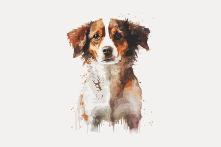 Hand drawn watercolor portrait of a dog. Isolated on white background.のイラスト素材