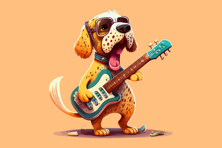 Cute cartoon dog with electric guitar. Vector illustration for your designのイラスト素材