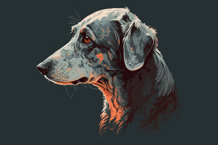 Portrait of a Retriever dog. Vector illustration on a dark background.のイラスト素材