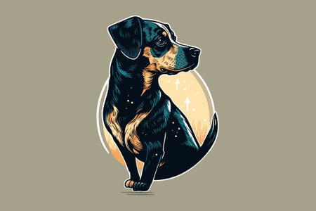 Rottweiler dog portrait. Vector illustration in vintage style.のイラスト素材