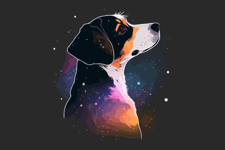 Illustration of a dog. Vector illustration of a dog on a dark background.のイラスト素材