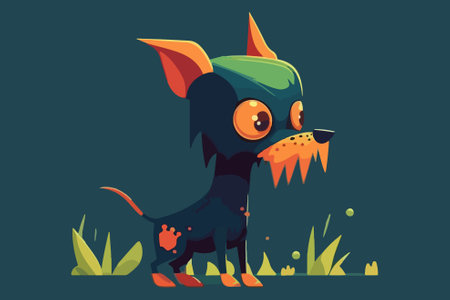 Cute cartoon doberman dog. Vector illustration in flat style.のイラスト素材
