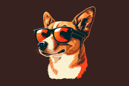 Cute dog with sunglasses. Vector illustration of a dog in sunglasses.のイラスト素材