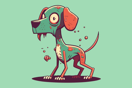 Cartoon dog. Vector illustration of a dog with a bone.のイラスト素材