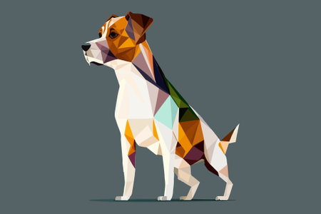 Jack russell terrier dog low poly geometric vector illustration.のイラスト素材