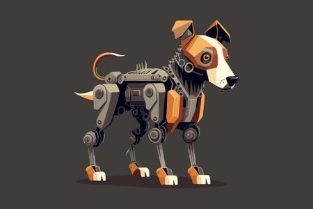 Cartoon robot. Vector illustration. Isolated on dark background.のイラスト素材