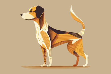 Beagle dog. Vector illustration of a dog with a long coat.のイラスト素材