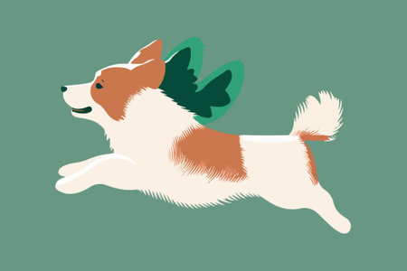 Welsh corgi dog with wings. Vector illustration in flat styleのイラスト素材