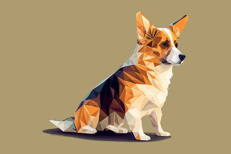 Pembroke Welsh Corgi dog in low poly styleのイラスト素材