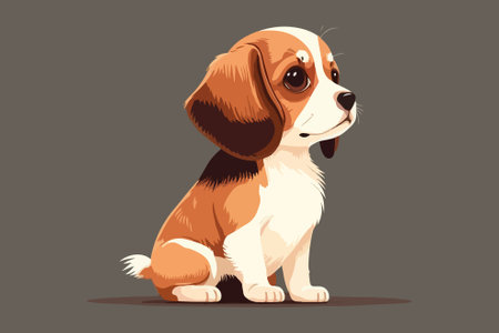 Cute cartoon Beagle dog. Vector illustration isolated on dark background.のイラスト素材