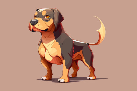 Cartoon dog on a brown background. Vector illustration of a dog.のイラスト素材