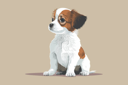 Papillon dog. Vector illustration on a beige background.のイラスト素材