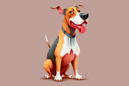 Cartoon vector illustration of a dog with an open mouth and tongue out.のイラスト素材
