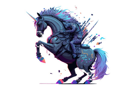 Vector illustration of a fantasy unicorn on a white background. Design elementのイラスト素材