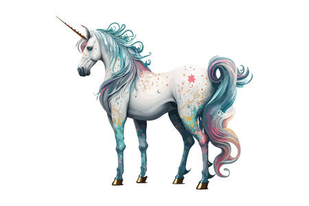 Unicorn isolated on white background. Watercolor illustration for your designのイラスト素材