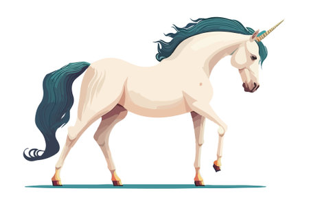 Unicorn isolated on white background. Vector illustration in cartoon style.のイラスト素材