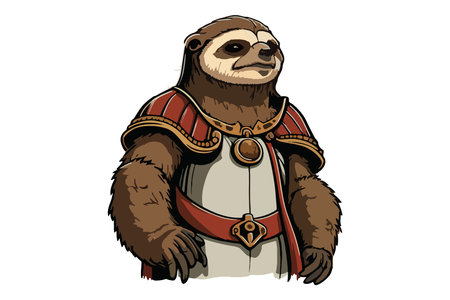 Sloth in russian military uniform. Vector illustration on white background.のイラスト素材