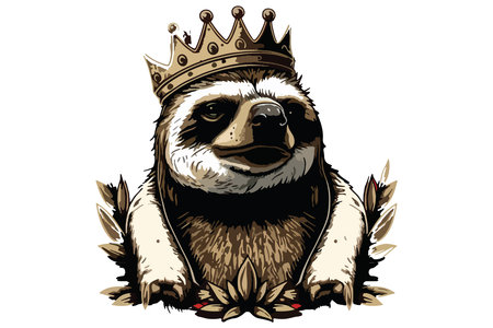 Vector image of a sloth with a crown on his head.のイラスト素材