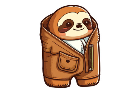 Cute cartoon sloth in a leather jacket. Vector illustration.のイラスト素材