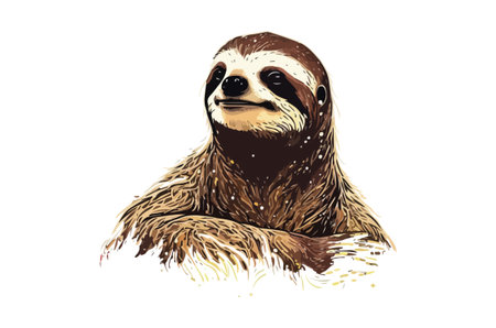 Sloth isolated on a white background. Hand drawn vector illustration.のイラスト素材