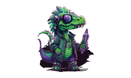 Vector illustration of a green dragon on a white background. Cartoon style.のイラスト素材