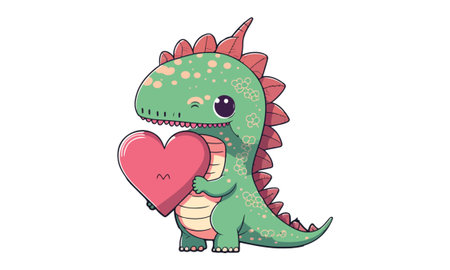 cute dinosaur with heart in the hand, vector illustration design.のイラスト素材