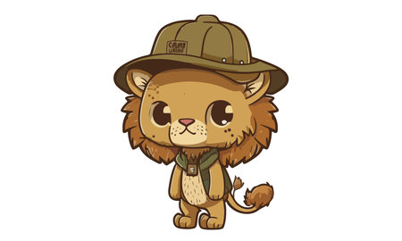Lion Wearing a Hat Vector Illustrationのイラスト素材